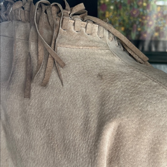 Dialogue Beige Fringe Suede Blazer - Picture 5 of 8